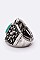 Elegant Fleur De Lis Embossed Turquoise Stretch Ring LASR0035