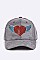 Crystal Heart & Wings Iconic Suede Cap LA-EMH0929B1