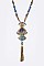 Beaded Chain With Tassel Pendant Long Necklace LA-11550