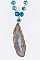 Stylish Mix Beads & Stone Slice Pendant Necklace LAON5210