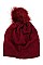 PEARL ACCENT DIAMOND KNIT POM POM BEANIE