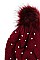 PEARL ACCENT DIAMOND KNIT POM POM BEANIE