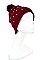 PEARL ACCENT DIAMOND KNIT POM POM BEANIE