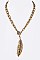 Stylish Crystal Metal Feather Pendant Convertible Necklace LA12404