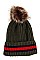 KNITTED FAUX FUR POM POM BEANIE
