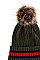 KNITTED FAUX FUR POM POM BEANIE