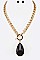 CRYSTAL TEARDROP PENDANT & TOGGLE NECKLACE SET