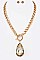 CRYSTAL TEARDROP PENDANT & TOGGLE NECKLACE SET