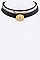 METAL DISK & CRYSTAL LAYER CHOKER NECKLACE