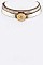 METAL DISK & CRYSTAL LAYER CHOKER NECKLACE