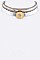 METAL DISK & CRYSTAL LAYER CHOKER NECKLACE