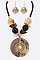 MIXED RESIN & WOOD PENDANT NECKLACE SET