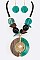 MIXED RESIN & WOOD PENDANT NECKLACE SET