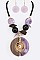 MIXED RESIN & WOOD PENDANT NECKLACE SET