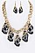Black Crystal Statement Necklace Set LA-YNE3299