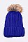 Trendy Racoon Fur Pom Pom Beanie