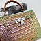 Medium Size Exceptional Crocodile Padlock Multi Tone Satchel