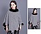 SOFT MONOCHROME FUR COLLAR FUR BALL ACCENT PONCHO