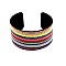 Serape Pattern Ethnic Tribal Canvas Boho Open-cut Cuff Bracelet