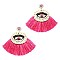 Straw Tassel Neon Boho Earring