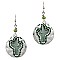 Cork Layered Open-cut Stitch Trim Novelty Cactus Metal Dangle Earring