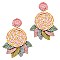 Rolled-up 3D Handmade Straw Flower Leaf Earring