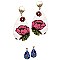 Trendy Flower Printed Fabric Metal Back Teardrop Earrings MH-JCE1547