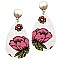 Trendy Flower Printed Fabric Metal Back Teardrop Earrings MH-JCE1547
