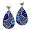 Trendy Flower Printed Fabric Metal Back Teardrop Earrings MH-JCE1547