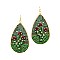 Rhinestone and Bead Cork Texture Metal Teardrop Novelty Cactus Earring