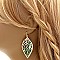 Layer Metal Printed Canvas Filigree Leaf Earring