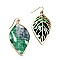Layer Metal Printed Canvas Filigree Leaf Earring