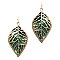 Layer Metal Printed Canvas Filigree Leaf Earring