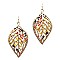 Layer Metal Printed Canvas Filigree Leaf Earring