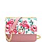 2-Way Flower Print Turn-Lock Accent Chain Shoulder Bag
