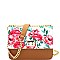 2-Way Flower Print Turn-Lock Accent Chain Shoulder Bag