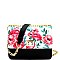 2-Way Flower Print Turn-Lock Accent Chain Shoulder Bag