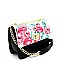 2-Way Flower Print Turn-Lock Accent Chain Shoulder Bag