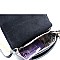 2-Way Flower Print Turn-Lock Accent Chain Shoulder Bag