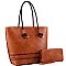 Braided Strap Shopper Tote Wallet SET