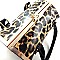 Patent Leopard Clutch-Top Boxy Animal Print Satchel