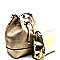 JU0140-LP Linen-like Faux-leather 2 in 1 Drawstring Bucket Shoulder Bag