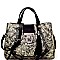 JU6471-LP Hematite Hardware Metallic Embossed Chain Tassel 3 Way Satchel