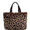 CHIC SOFT FAUX LEOPARD FUR TOTE BAG