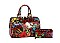 Flower Leopard Print Boston Satchel Wallet SET