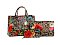 wholesale 3-in-1 Flower Leopard Print Patent Satchel Wallet SET