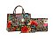 3-in-1 Flower Leopard Print Patent Satchel Wallet SET