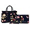 Glossy Flower Printed 3-in-1 Satchel