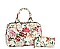 Glossy Flower Print 2-in-1 Boston Satchel Bag