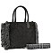 Quilted Tie Dyed Denim Tote with Guitar Strap